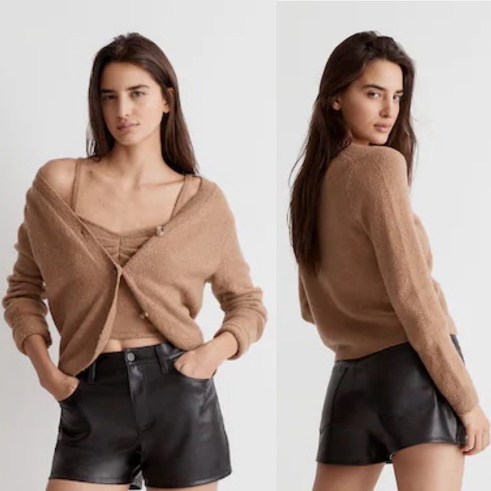 Madewell Haskell Crop Cardigan Sweater‎ in Coziest Textured Yarn Size Large